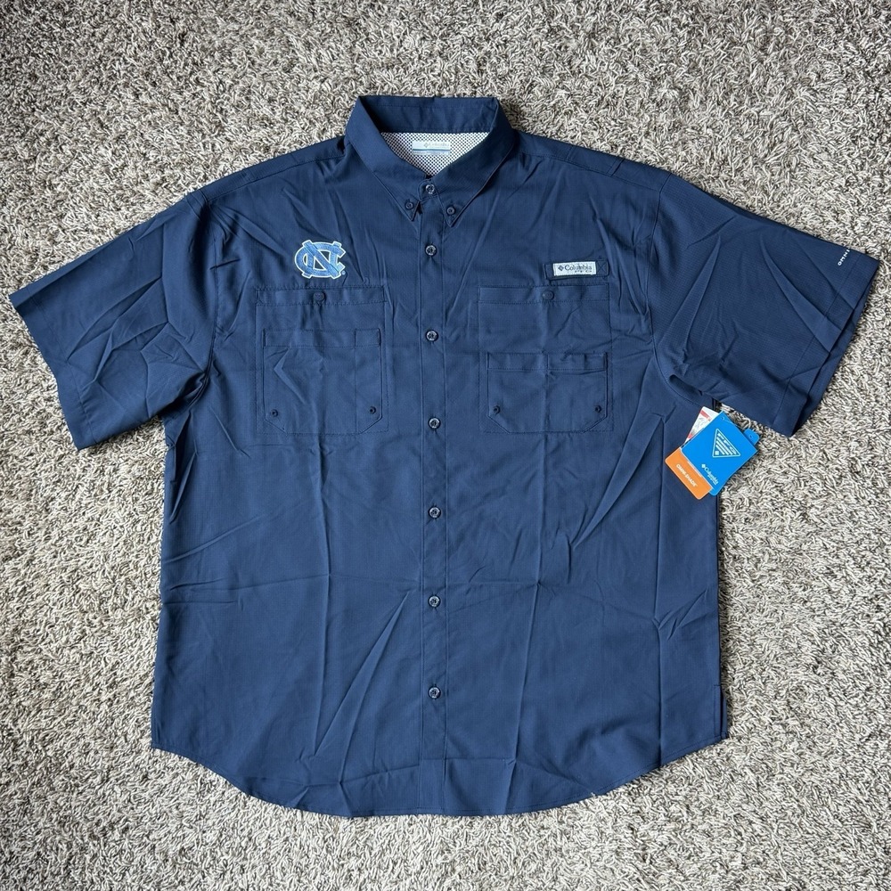 Columbia North Carolina UNC Tar Heels PFG Omni-Shade Shirt Size XL Navy Blue NEW